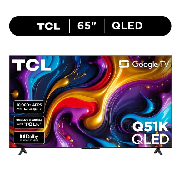 TCL 65" Q Series QLED 4K UHD HDR Smart Google TV (NEW 2025) - Dolby Vision, Dolby Atmos, Motion Rate 240, HDR 10+, Auto Game Mode - 65Q51K