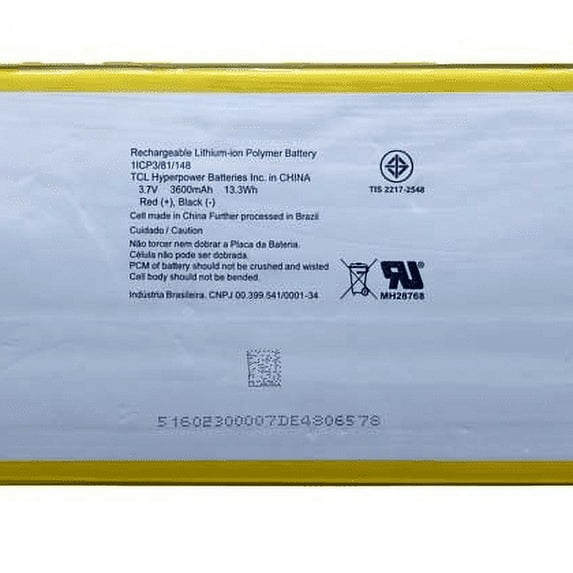 TCL Hyperpower 3.7V 3600mAh Rechargable Tablet Battery Pack 1ICP3/81/148