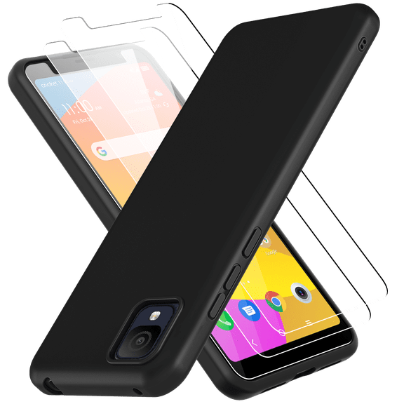 TCL ION X Case, CBUS Silicone Flex-Gel Case + 2X Glass Screen Protectors for TCL ION X (Matte Black)