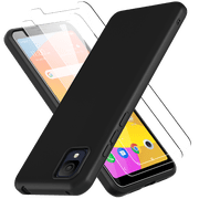 TCL ION X Case, CBUS Silicone Flex-Gel Case + 2X Glass Screen Protectors for TCL ION X Matte Black