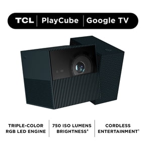 TCL PlayClube 1080P Portable Smart Projector with Google TV (New) - Magic Cube Design with 3 Hr Battery, 750 ISO Lumens, Dolby Audio, Auto Focus, Auto Keystone, and up to 150 Screen Size - P30D8F