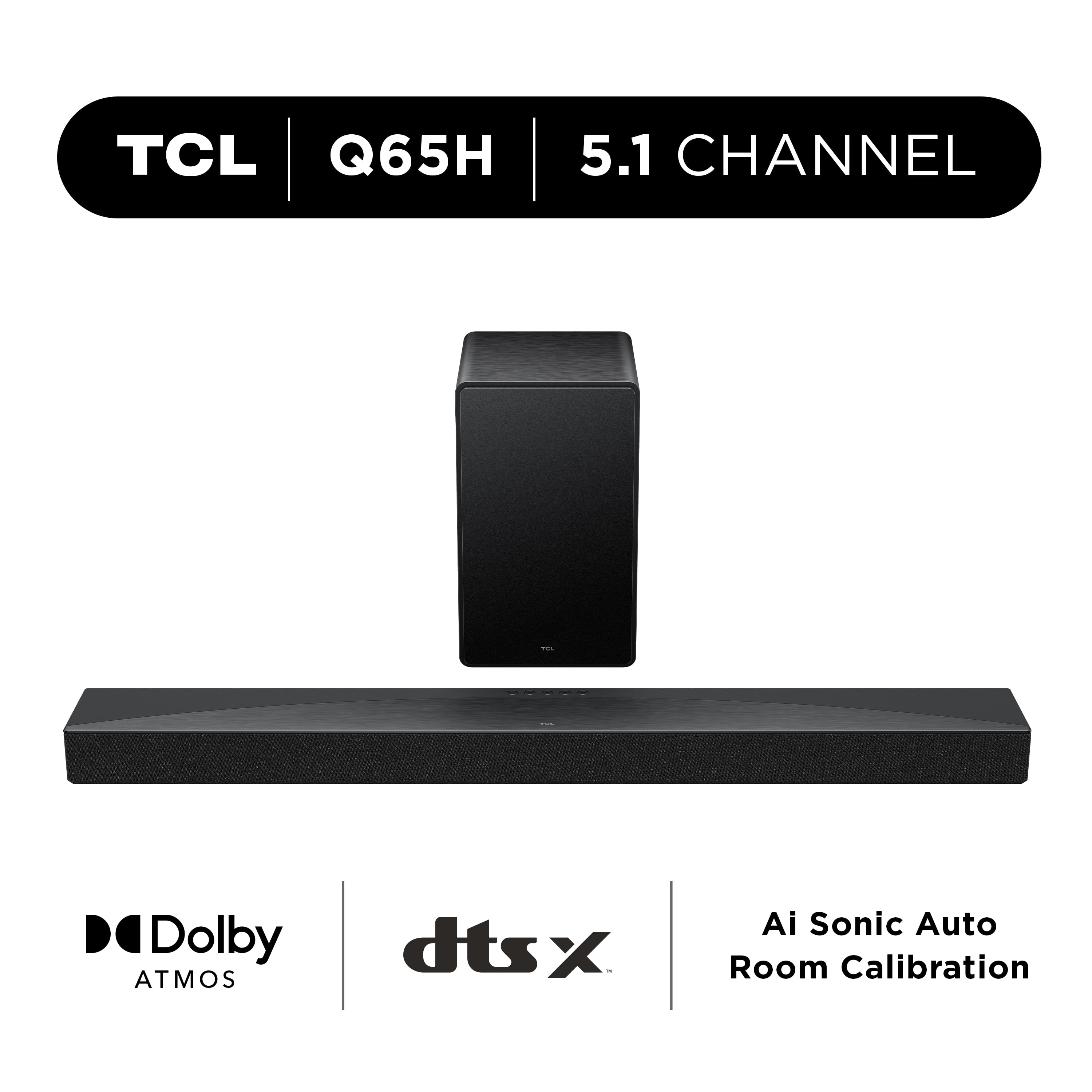 TCL Q65H Q Series 5.1 Channel Soundbar with Dolby Atmos, DTS:X, Ray Danz Technology, Wireless Subwoofer, and Bluetooth Music Streaming - Q65H