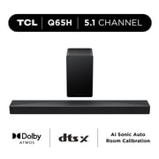 TCL Q65H Q Series 5.1 Channel Soundbar with Dolby Atmos, DTSX, Ray Danz Technology, Wireless Subwoofer, and Bluetooth Music Streaming - Q65H