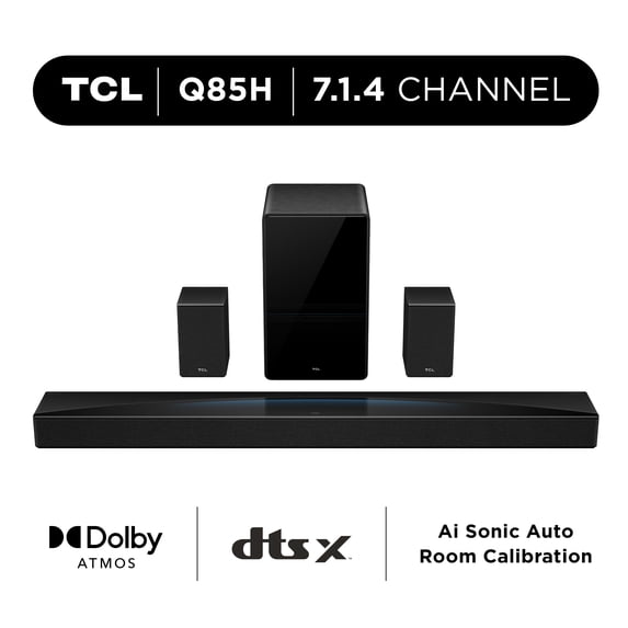 TCL 7.1.4 Channel Sound Bar (NEW 2025) - Dolby Atmos, Wireless Subwoofer, and Wireless Surround Speakers - Q Class Series, Q85H