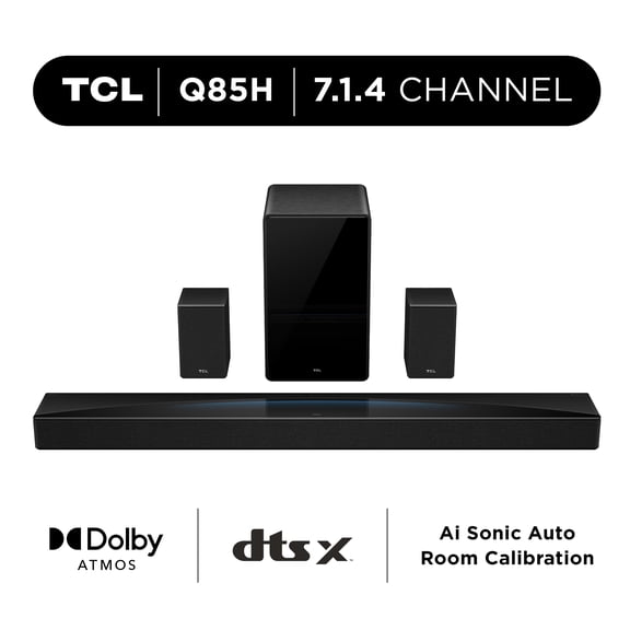 TCL 7.1.4 Channel Sound Bar (NEW 2025) - Dolby Atmos, Wireless Subwoofer, and Wireless Surround Speakers - Q Class Series, Q85H