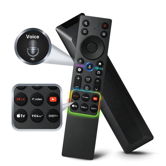 RC923A FMB1 Voice Remote Replacement for 2025 TCL Google TV QM5K QM6K QM6K Pro QM7K Q77K, 6 Shortcut Keys, Easy 3-Step Pairing
