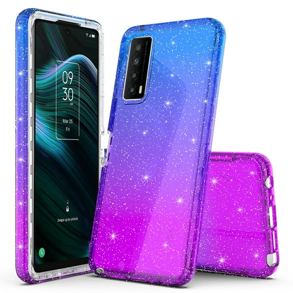 TCL Stylus 5G Case, Rosebono Hybrid Glitter Cover Protection Case For TCL Stylus 5G (Blue/Purple)