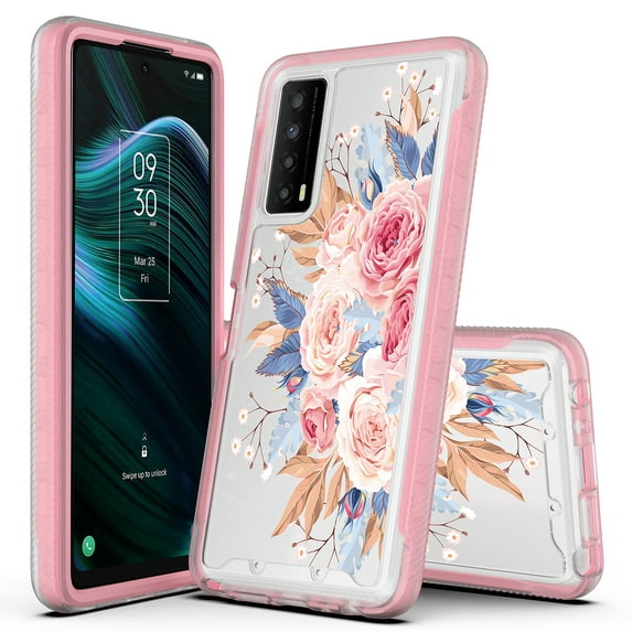 Rosebono Hybrid Graphic Design Hard Back Cover Cell Phone Case for TCL Stylus 5G, Flower