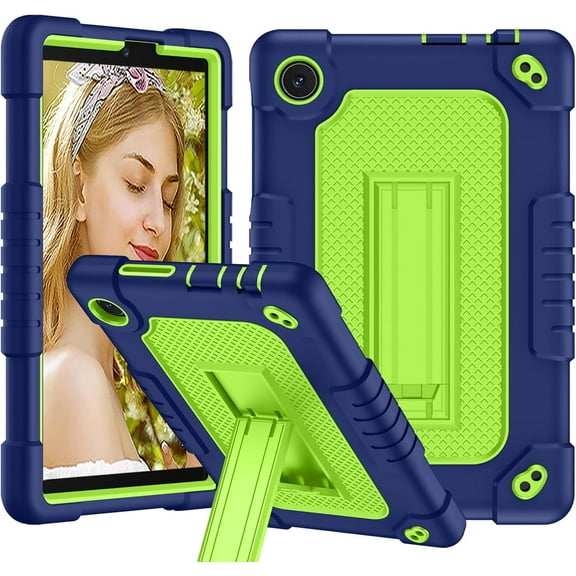 For TCL TAB 8 LE Tablet Model 9137W / for TCL TAB 8 WiFi Model 9132X for TCL Tab 8V / Tab 8 SE (6048E) Case with Shoulder Strap Soft Silicone Hard Back Rugged Full-Body Cover Case (Navy Green)