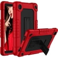 thumbnail image 1 of for TCL TAB 8 WiFi 9132X/for TCL TAB 8 LE 9137W Tablet Case Soft Silicone Rubber Had Back Shell Kids Friendly Built in Stand Shoulder Strap for TCL TAB 8 WiFi/TCL TAB 8 LE (Red+Black), 1 of 7