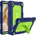 thumbnail image 1 of for TCL TAB 8 WiFi 9132X/for TCL TAB 8 LE 9137W Tablet Case Soft Silicone Rubber Had Back Shell Kids Friendly Built in Stand Shoulder Strap for TCL TAB 8 WiFi/TCL TAB 8 LE (Navy+Green), 1 of 7