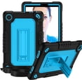 thumbnail image 1 of for TCL Tab 8 V/Tab 8 SE (6048E) Tablet Case Soft Silicone Rubber Heavy Duty Hybrid Had Back Shell Protection Shockproof Kids Friendly with Built in Stand Shoulder Strap (Black+Blue), 1 of 7
