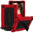 thumbnail image 1 of for TCL Tab 8 V/Tab 8 SE (6048E) Tablet Case Soft Silicone Rubber Heavy Duty Hybrid Had Back Shell Protection Shockproof Kids Friendly with Built in Stand Shoulder Strap (Black+Red), 1 of 7