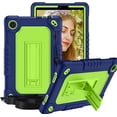 thumbnail image 1 of for TCL Tab 8 V/Tab 8 SE (6048E) Tablet Case Soft Silicone Rubber Heavy Duty Hybrid Had Back Shell Protection Shockproof Kids Friendly with Built in Stand Shoulder Strap (Navy+Green), 1 of 7