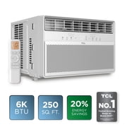 TCL 6,000 BTU Window Air Conditioner White - Cools up to 250 Sq ft, High-Efficiency with up to 20% Energy Savings, 3-in-1 Cooling, Fan, Dehumidifier, Comfort Tracking Remote - W6WC72