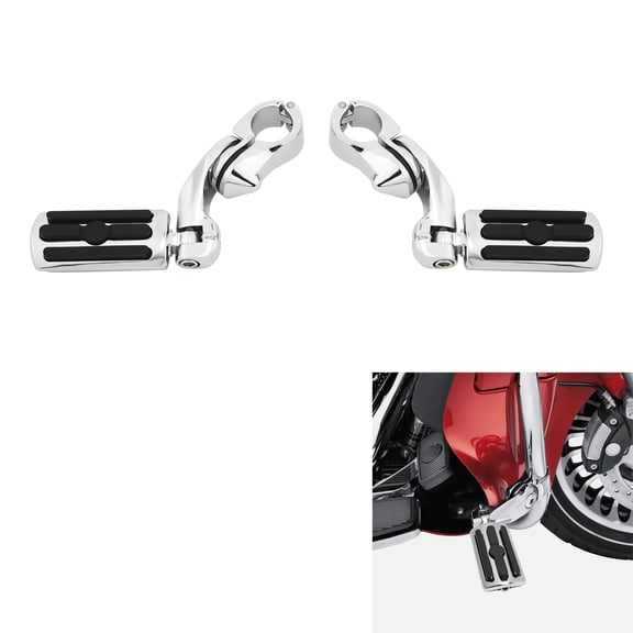 TCMT 1 1/4" Adjustable Highway Crash Bar Foot Pegs Fit for Harley Touring Softail Sportster Dyna With 32mm Engine Guards, Chrome