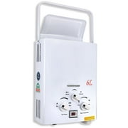TCFUNDY 1.6 GPM 6L Portable Tankless Water Heater LPG Liquid Propane Gas Instant Hot Boiler with Digital Display for Outdoor RV