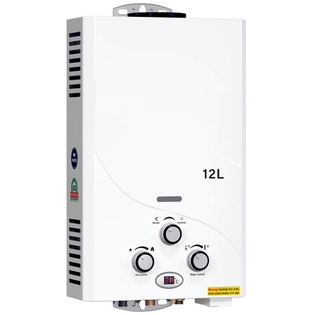 TCFUNDY 12L Liquid Propane Tankless Water Heater 3.2 GPM LPG Instant Hot Boiler with Digital Display 68000 BTU