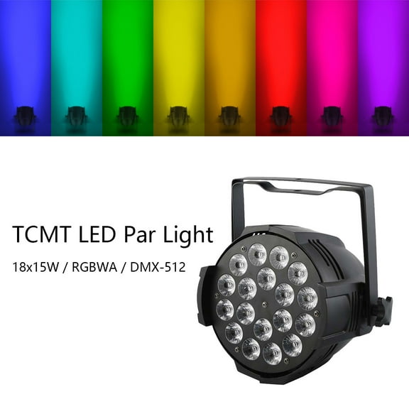 TCMT 18x15W LED Par Light RGBWA 5in1 PAR64 DMX512 5/12CH Sound-Active