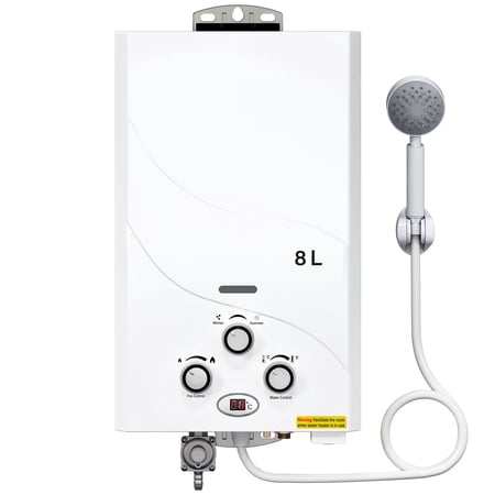 TCFUNDY 2.0 GPM 8L Tankless Water Heater LPG Liquid Propane Gas Instant Hot Boiler with Digital Display