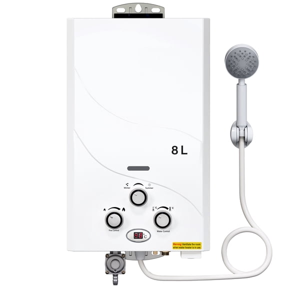 TCFUNDY 2.0 GPM 8L Tankless Water Heater LPG Liquid Propane Gas Instant Hot Boiler with Digital Display
