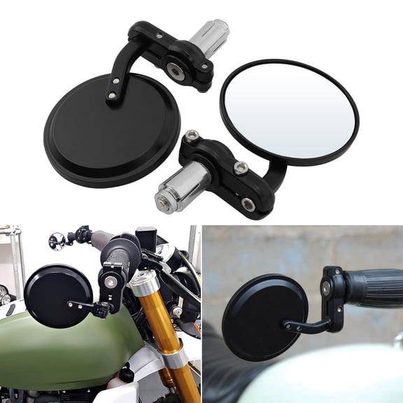 TCMT 3" Round 7/8" Handle Bar End Rearview Mirrors Fit For Cafe Racer Chopper Bobber Universal Motorcycle