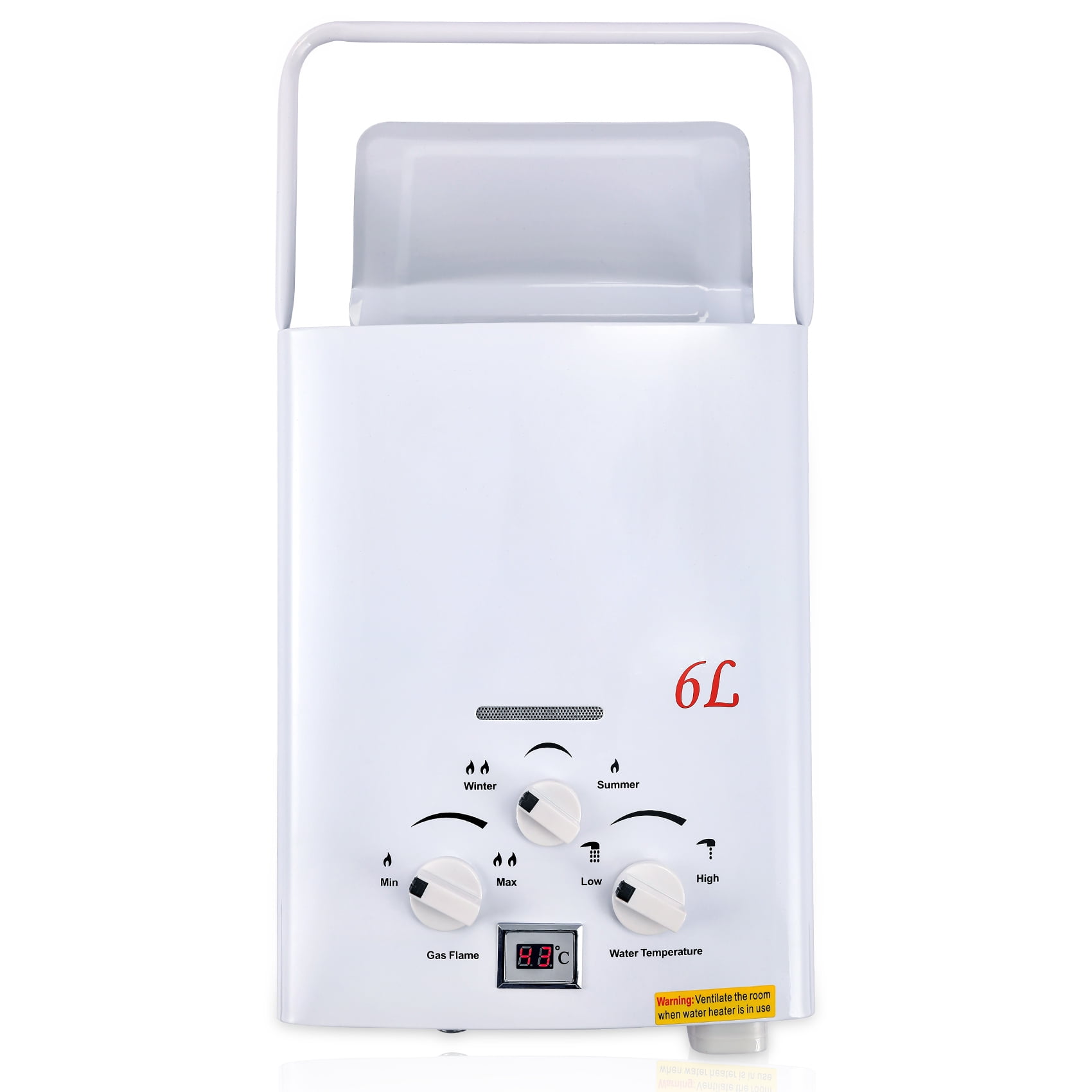 TCFUNDY 6L Liquid Propane Portable Tankless Water Heater 1.6 GPM LPG Instant Hot Boiler with Digital Display for Outdoor RV