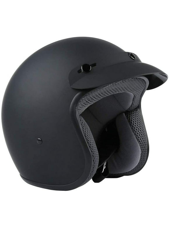 TCMT Adult Motorcycle 3/4 Open Face Helmet with Visor Cafe Racer Cruiser DOT Approved Size XL