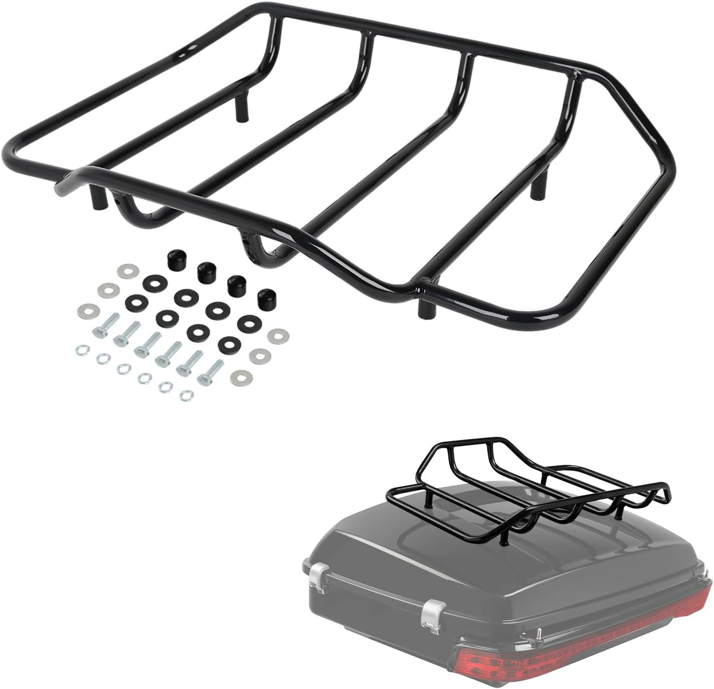 TCMT Black Tour Pack Luggage Rack Trunk Rail Rack Fit for Harley Touring CVO Road King Street Glide Electra Glide Road Glide 1984-2025 Ultra Limited 2014-2024 Tri Glide 2009-2022