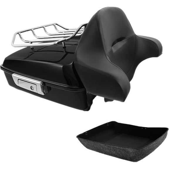 TCMT Chopped Trunk Tour Pack Backrest Luggage Rack Fit for 2014-later Harley Touring Models Road King, Road Glide, Street Glide, Electra Glide, Ultra-Classic, Chrome Latch