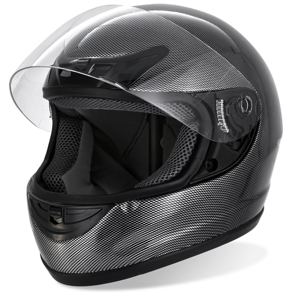 TCMT DOT Adult Full Face Motorcycle Helmet Black Carbon Fiber with Flip Up Modular for Motocross Offroad Street Dirt Bike L Size