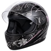 TCMT DOT Adult Full Face Motorcycle Helmet Black Pink Butterfly with Flip Up Modular for Motocross Offroad Street Dirt Bike L Size