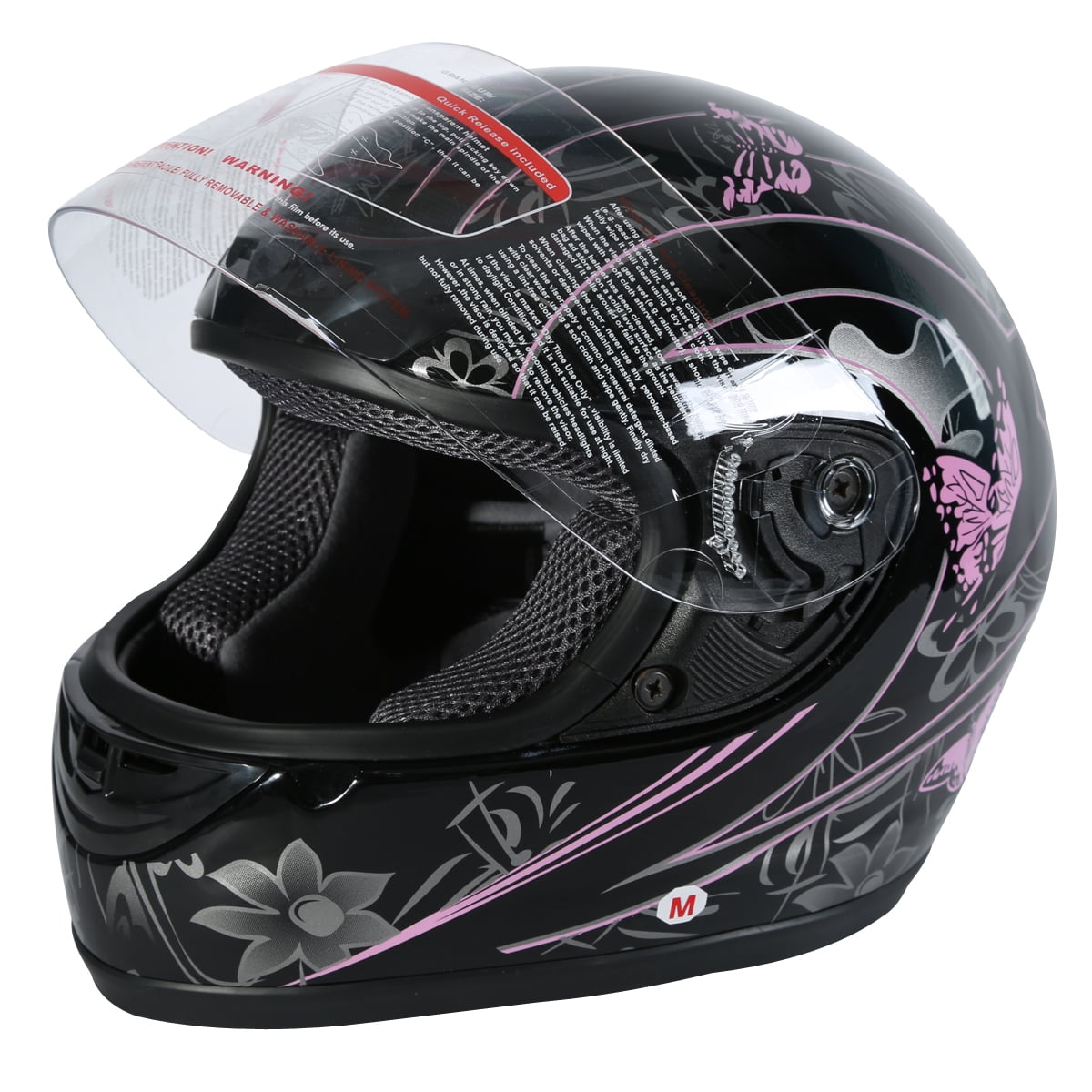 black and pink motorcycle helmet Full Face - Black, Flower The Scorpion EXO TCMT DOT Adult Full Face