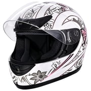 TCMT DOT Adult Full Face Motorcycle Helmet White Pink Butterfly with Flip Up Modular for Motocross Offroad Street Dirt Bike L Size