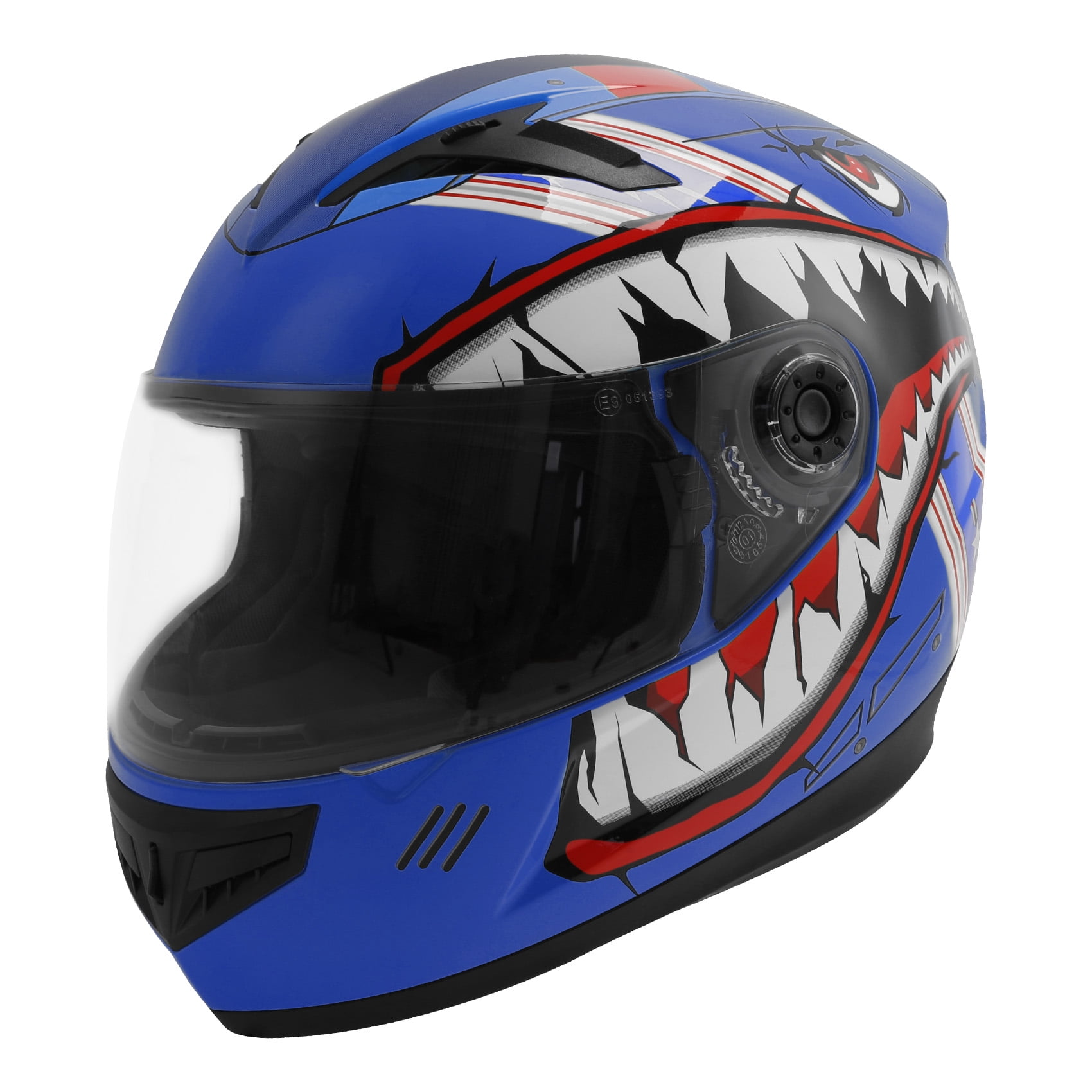 TCMT DOT Full Face Helmet for Kids & Youth Flip Up Visor for Motorcycle Atv Mx Motocross Offroad Street Dirt Bike Blue Youth XXL Size
