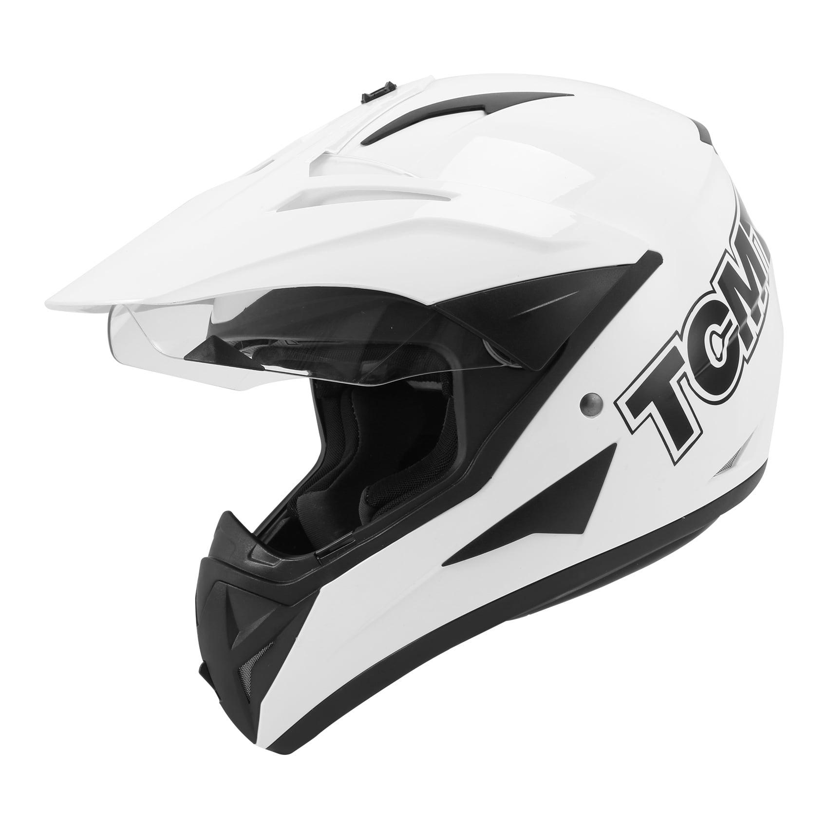 TCMT DOT Motorcross Full Face Helmet Flip up Dual visor Adult Motorcycle Helmet for Atv Offroad Street Dirt Bike White XL Size