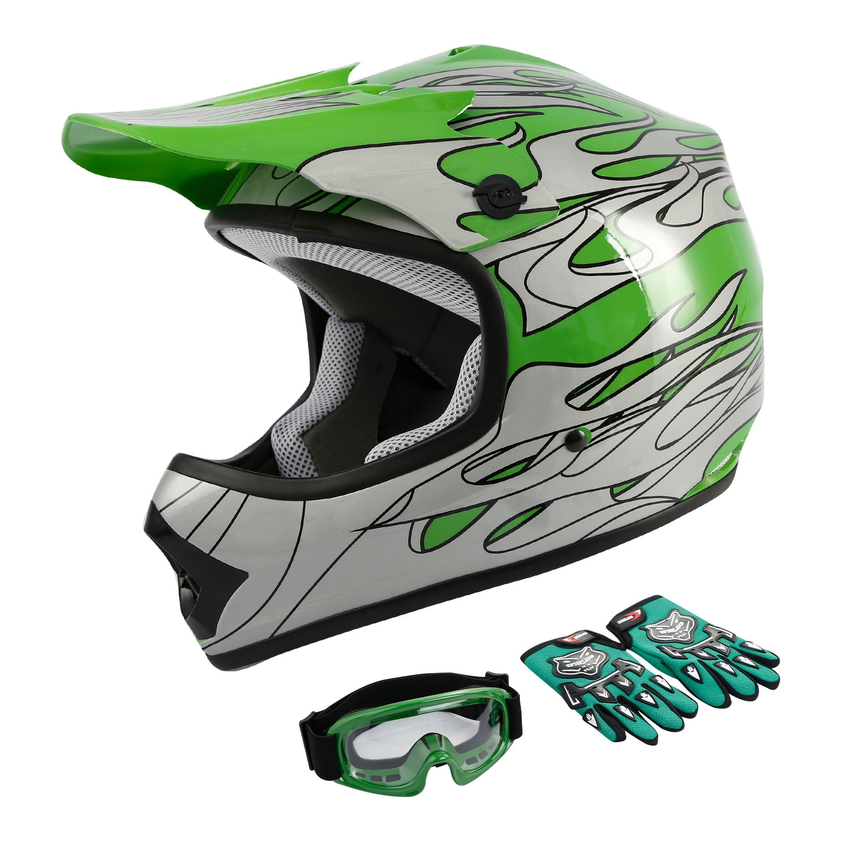 Dirt bike goggles deals green