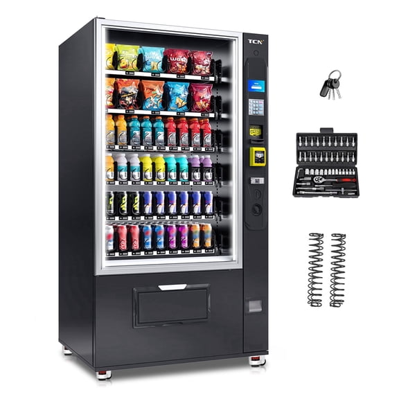 TCN Commercial Vending Machine, 60-Slot Refrigerated Cashless Combo