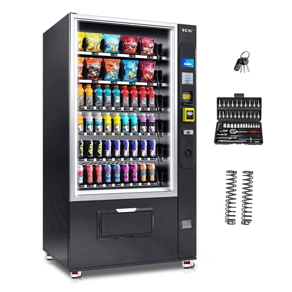 TCN Commercial Vending Machine, 60-Slot Refrigerated Cashless Combo