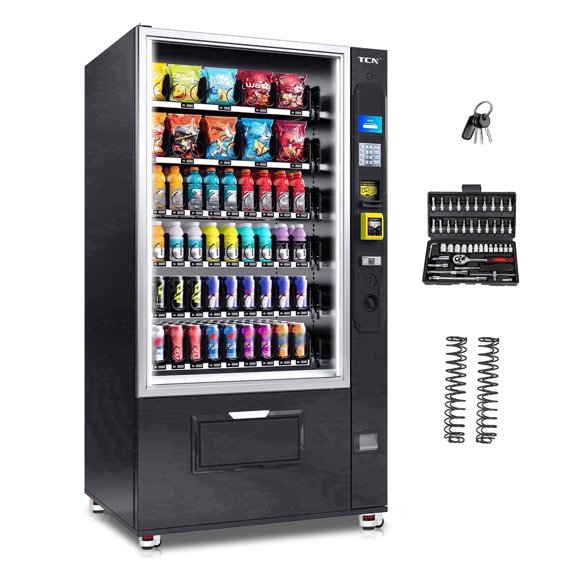 TCN Commercial Vending Machine, 60-Slot Refrigerated Cashless Combo