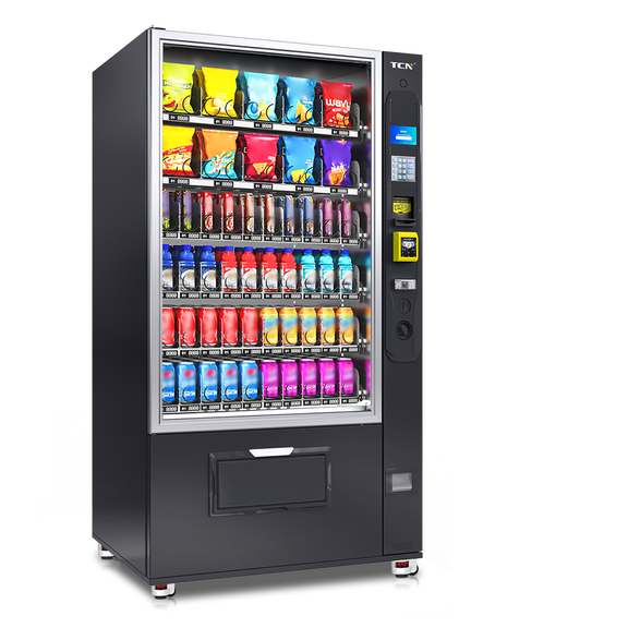 TCN Commercial Vending Machine, 60 Slots Refrigerated Beverage Snack Combo Vending Machines for Business, with Bill & Coin Acceptor and Card Reader