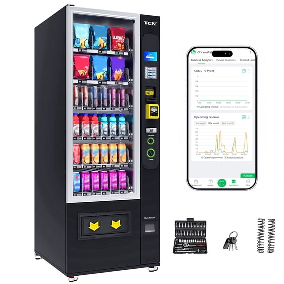 TCN Smart Vending Machines for Sale, 36 Slots Refrigerated Vending Machines for Business with Remote Management System