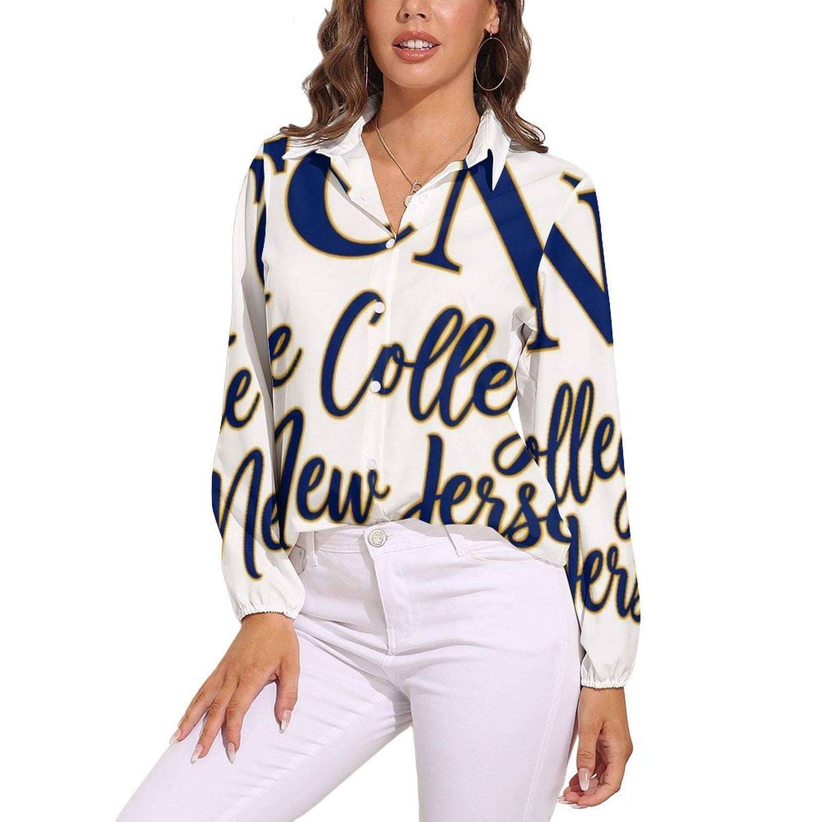 TCNJ The College of NJ Script Logo-2 Vntage Casual Long Sleeve Shirt ...