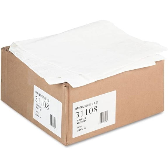 TCO31108 Rectangular Tablecover, Paper with Plastic Liner - White - 54 x 108 in. - 20 per Case