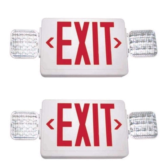 TCP 207232 Red LED Emergency Exit Combination Sign, 2 Pack