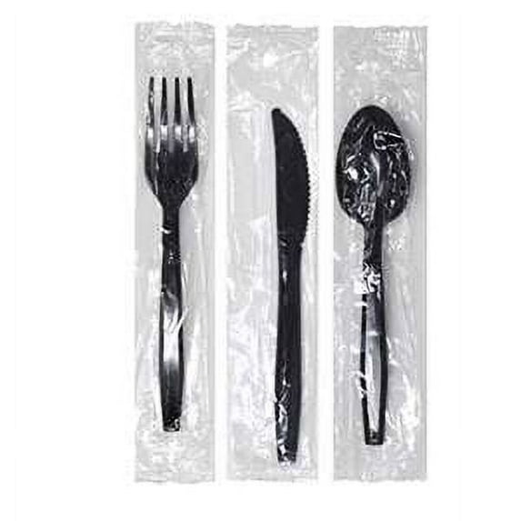 TCP Disposable Cutlery Sets, Compostable, Black, 3000 Pieces, 3000 Pack
