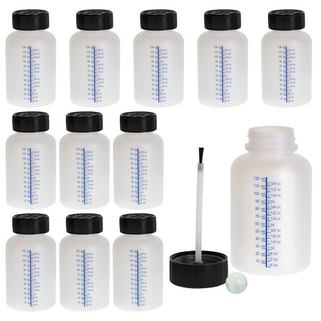 TCP Global Paint Touch-Up Bottles with Child Safety Lids (Box of 12) - 4.5 Ounce (140ml) Fluid Capacity, Mixing Ball, Touch-Up Applicator Brush - Fix Auto Paint Chips, Scratches, Stone Chips, Storage