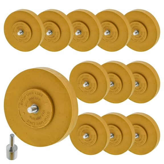 TCP Global Rubber Eraser Wheel with Drill Adapter (Pack of 12) Decal Remover Wheel - Sticker Remover Tool - Pinstripe Removal - Emblem Removal Tool - Removes Adhesives on Car, Auto, Boat, RV & Signs