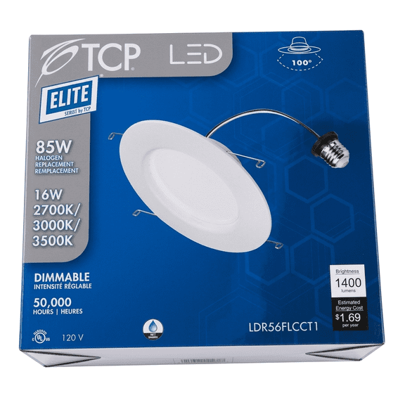 TCP LDR56FLCCT1 Elite Series 5/6-Inch LED Downlight Retrofit, 85W Replacement
