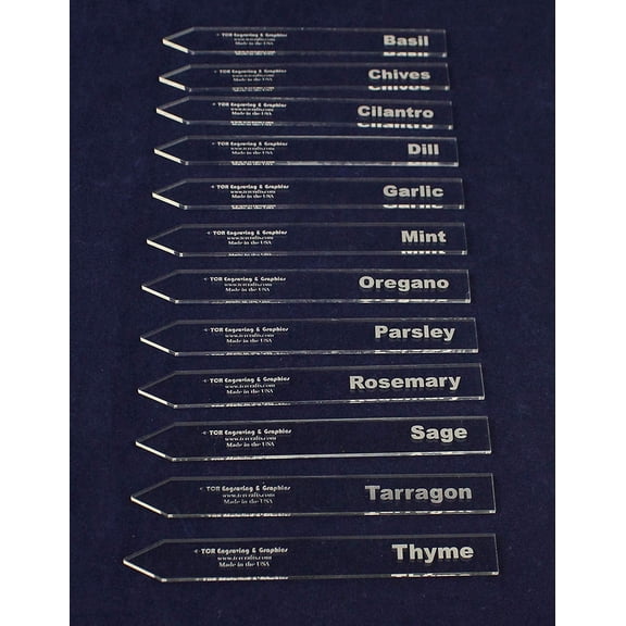 TCR Crafts Acrylic Plant Markers 1/8" Clear Acrylic- 12 Pack Herbs